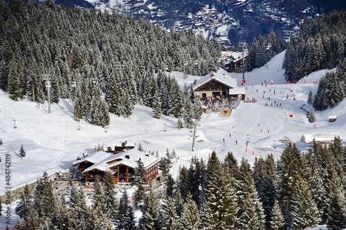 winter mountain landscape in ski resort Courchevel 
