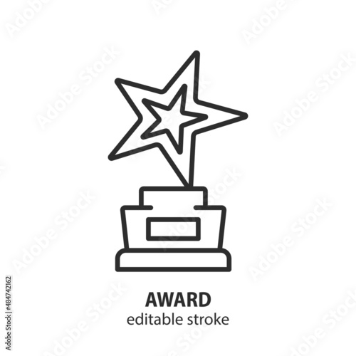 Movie award icon. Line vector sign of entertainment, film production, competition. Editable stroke.