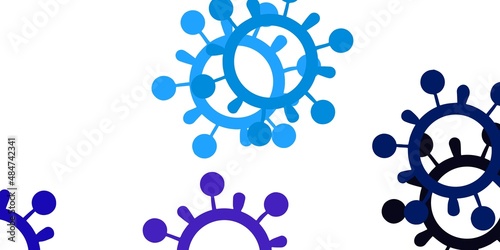 Light pink, blue vector pattern with coronavirus elements.
