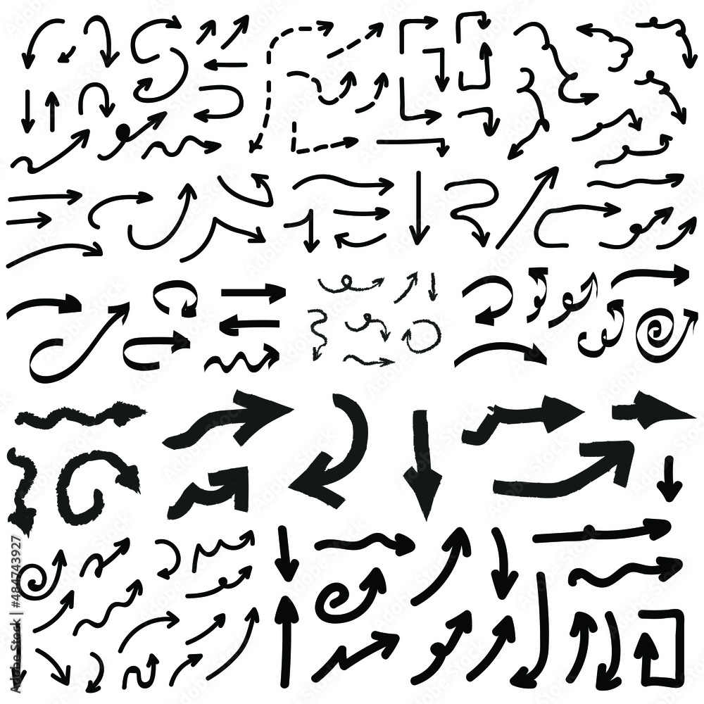 Set Of Vector Doodle Drawing Collection Arrow