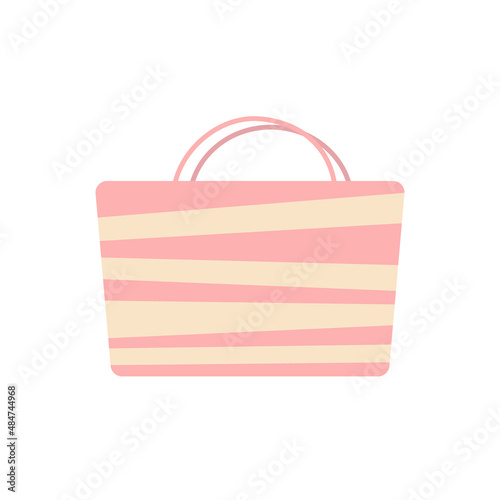 Beach bag pastel colored isolated on white background. Summer pouch accessory style. Vector illustration.