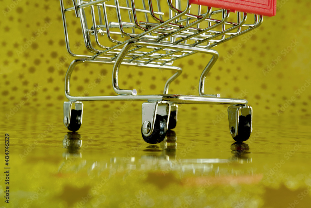 Shopping cart wheels. Low level. Stock Photo Adobe Stock