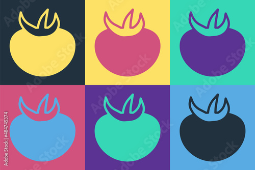Pop art Tomato icon isolated on color background. Vector