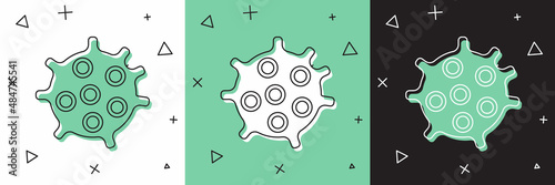 Set Bacteria icon isolated on white and green, black background. Bacteria and germs, microorganism disease causing, cell cancer, microbe, virus, fungi. Vector