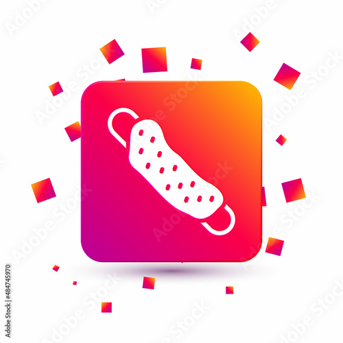 White Washcloth icon isolated on white background. Bath house sauna washcloth sign. Item for pleasure and relaxing. Square color button. Vector