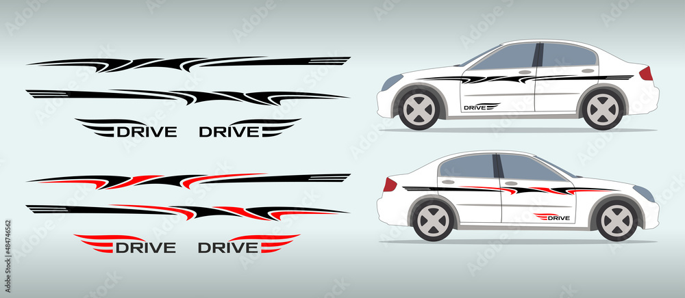 Car side sticker design. Auto vinyl decal template. Suitable for printing  or cutting. Stock Vector
