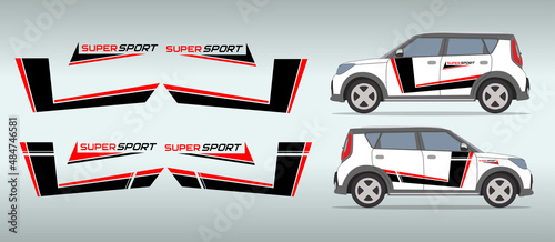 Car side sticker design. Auto vinyl decal template. Suitable for printing or cutting.