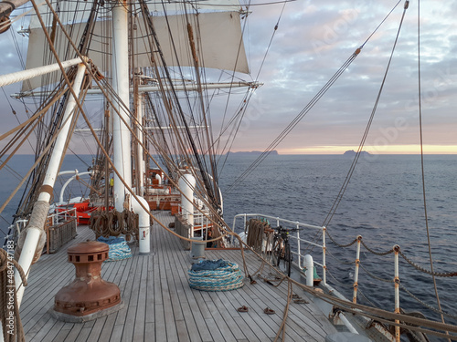 Sails and sunrise in front of Lofoten