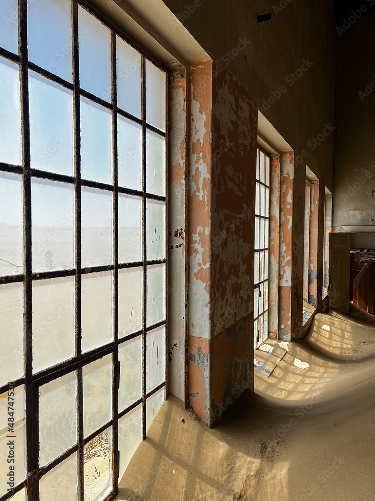 Abandoned city of Kolmanskop in Namibia. Ancient city, sand in desert of Africa. Abandoned city of Kolmanskop in Namibia. Ancient city, sand in desert of Africa.