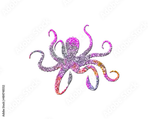 Octopus Octopi Pink Colorful Glitters Icon Logo Symbol illustration