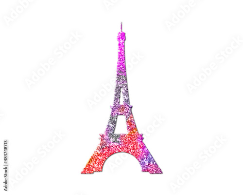 Eiffel Tower Paris, France Pink Colorful Glitters Icon Logo Symbol illustration
