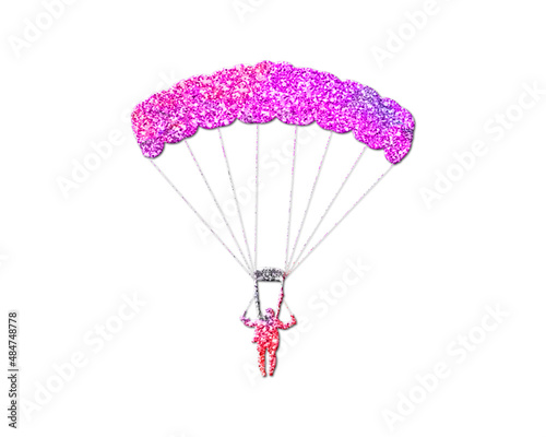 Parachute Skydiving Pink Colorful Glitters Icon Logo Symbol illustration