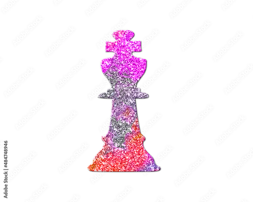 Chess King Pink Colorful Glitters Icon Logo Symbol illustration