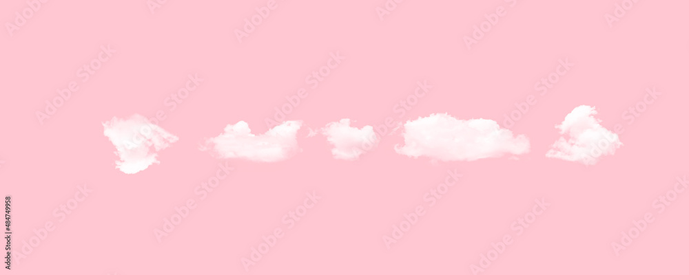 Pink background. Clouds, white. Fluffy snow clouds. Pink background. Clouds, white. Fluffy snow clouds.