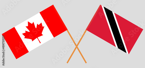 Crossed flags of Canada and Trinidad and Tobago. Official colors. Correct proportion