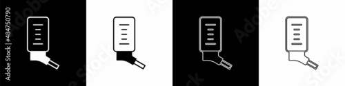 Set Automatic drinker for small pets icon isolated on black and white background. Vector