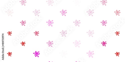 Light Red vector background with covid-19 symbols.