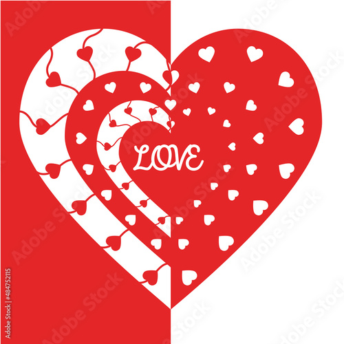 Vector Heart shape with love painting isolated on white background. Vector illustration