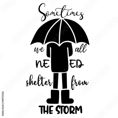 silhouette of a man under an umbrella. Vector illustration