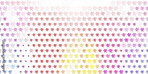 Light Red, Yellow vector background with covid-19 symbols.