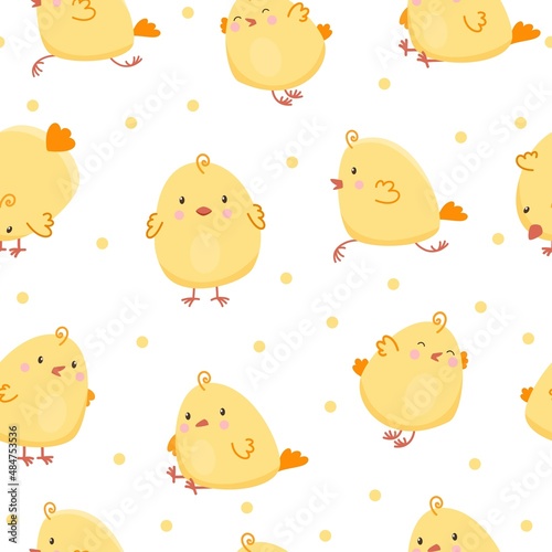 Cute baby pattern. Cheerful chickens. Print for children's clothing