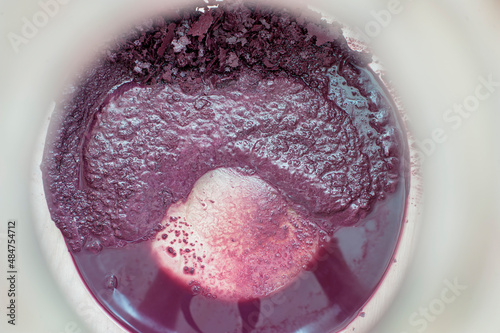 Wine precipitate in a bottle, used yeast.