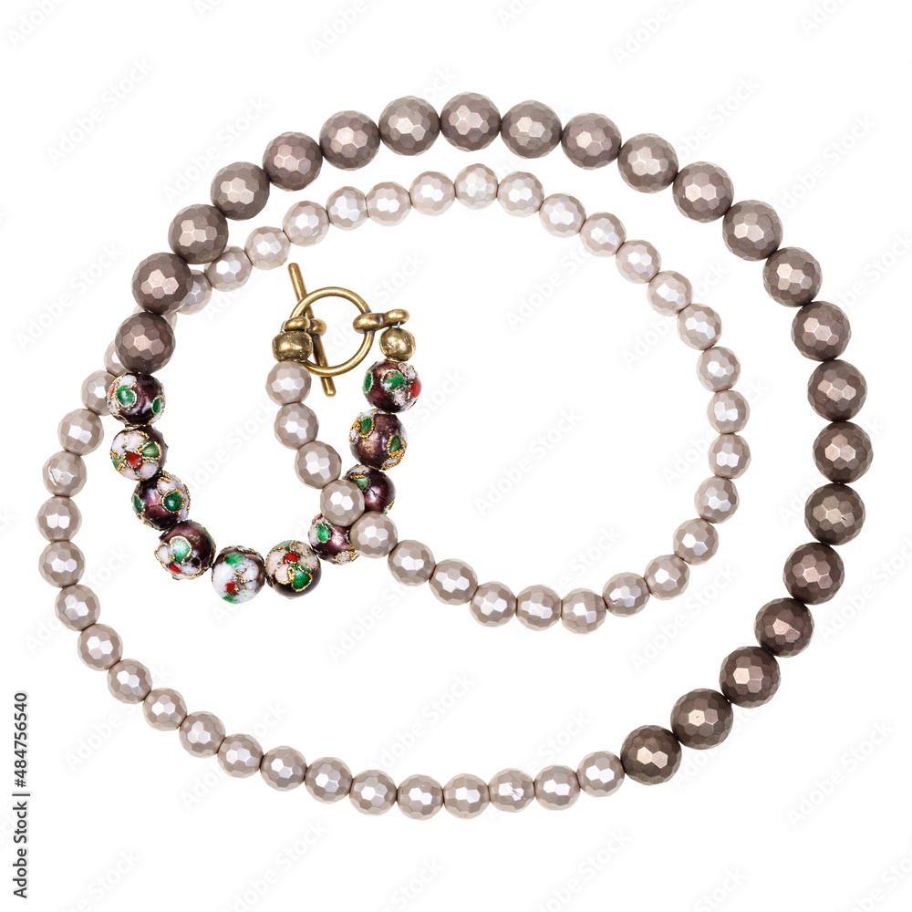 tangled necklace of faceted mother-of-pearl beads tangled necklace of faceted mother-of-pearl beads