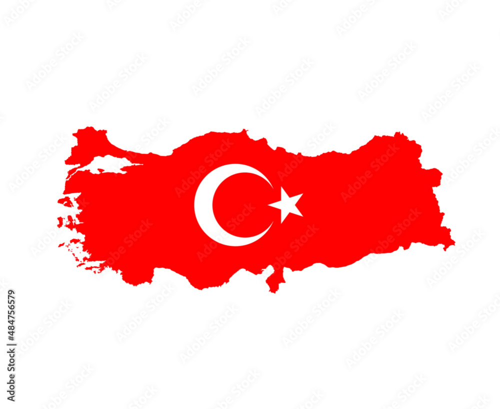 Turkey Flag Map National Europe Emblem Icon Vector Illustration Abstract Design Element