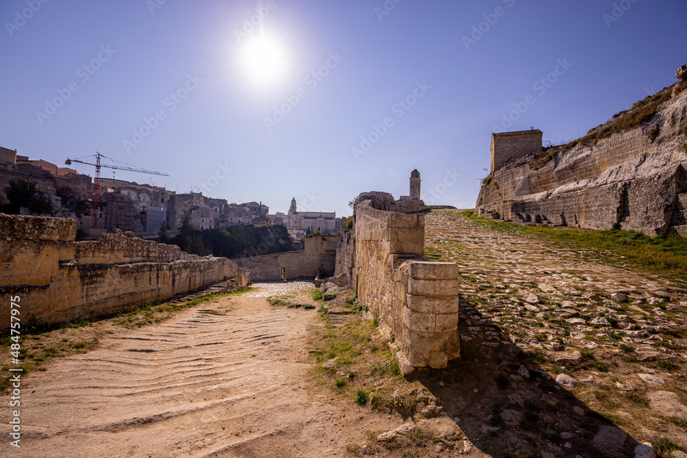 The historic village of Gravina in Puglia with its famous aqueduct bridge - travel photography