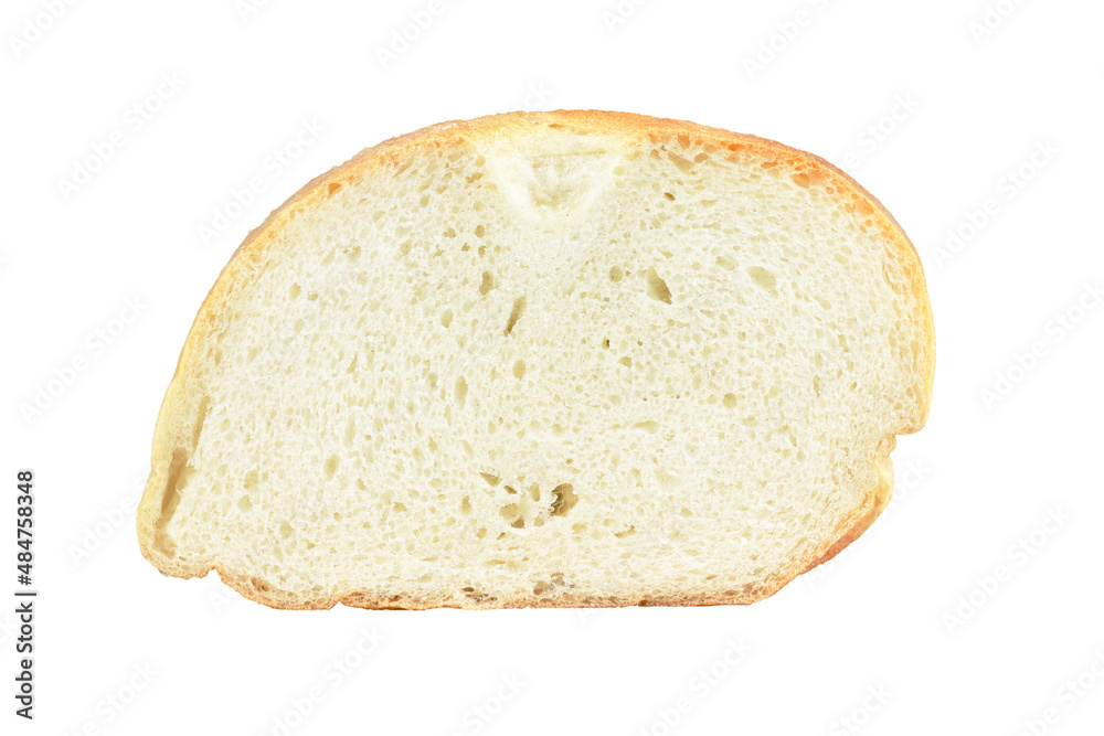 Piece of fresh rye bread isolated on white background