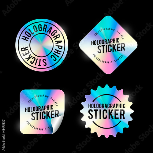 Vector Illustration Holographic Sticker Set