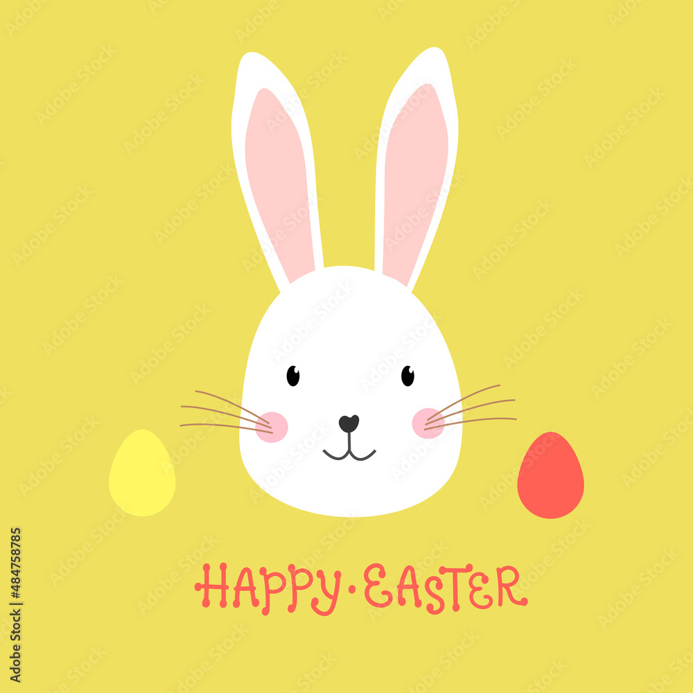 Fototapeta premium Easter rabbit,easter Bunny with eggs.Vector illustration. Cartoon character.