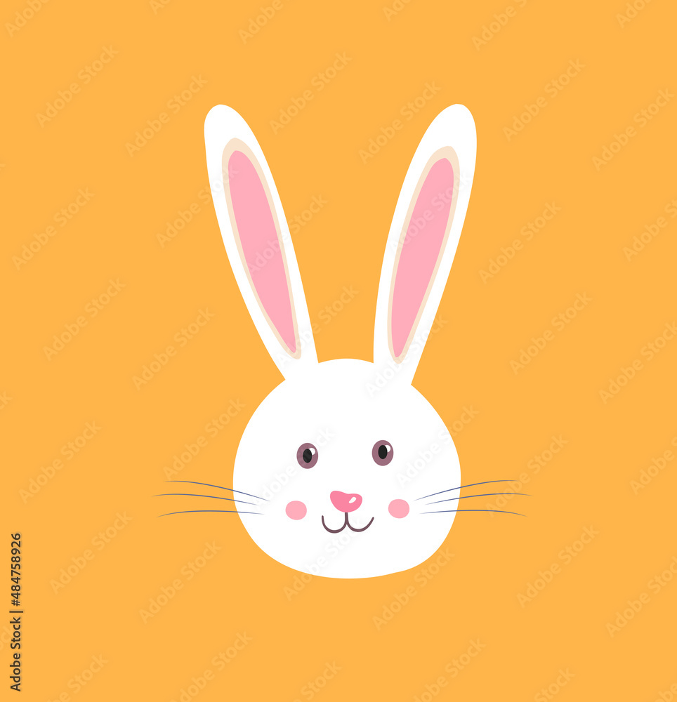 Fototapeta premium Easter rabbit, easter Bunny.Hare head.Icon vector character,isolated on orange background.