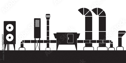 Air conditioning systems on the roof of  building – vector illustration