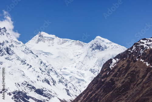 Mountain snow-capped peaks in the Manaslu region © lindely