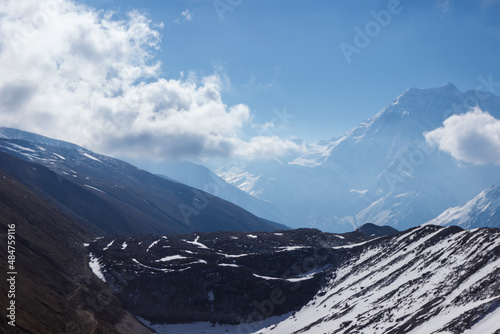 Mountain peaks at Thorong La Manaslu pass, Himalayas