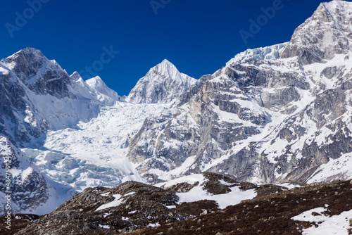 Mountain peaks at Thorong La Manaslu pass  Himalayas