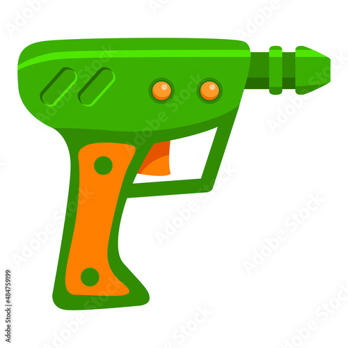 Futuristic weapon blaster. Laser weapon. Child pistol.Isolated on white background.Vector flat illustration.