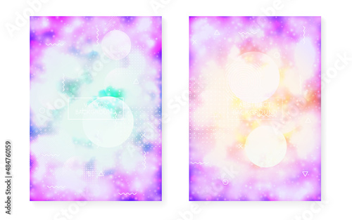 Neon Pattern. Retro Screen. Memphis Flyer. Simple Dots. Purple S © Holo Art
