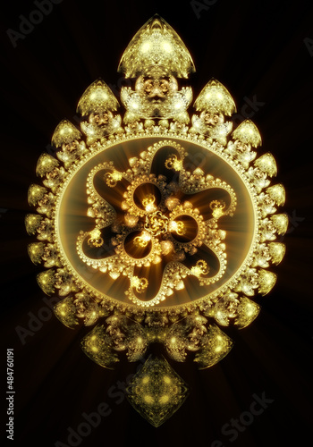 Abstract fractal art, perhaps suggestive of gold jewellery or a perfume bottle.