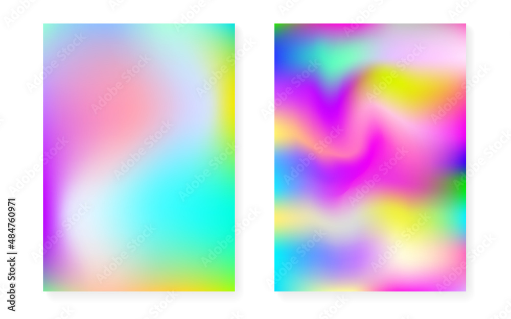 Hologram gradient background set with holographic cover.