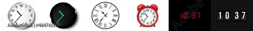 10:37 (AM and PM) or 22:37 time clock icons photo