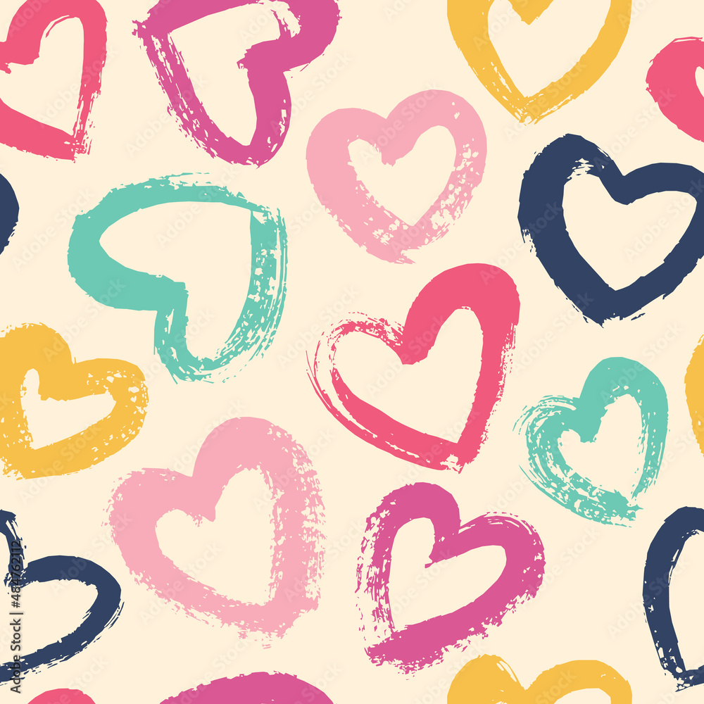 Fun seamless vintage love heart background in pretty colors. Great for baby  textile, Valentine's Day, Mother's Day, Easter, wedding, scrapbook, gift  wrapping paper, textiles. Stock Vector | Adobe Stock
