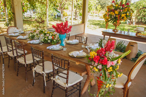 beautiful table decorated for a wedding photo