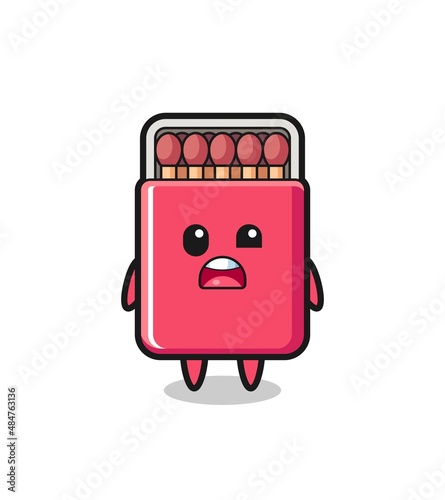 the shocked face of the cute matches box mascot