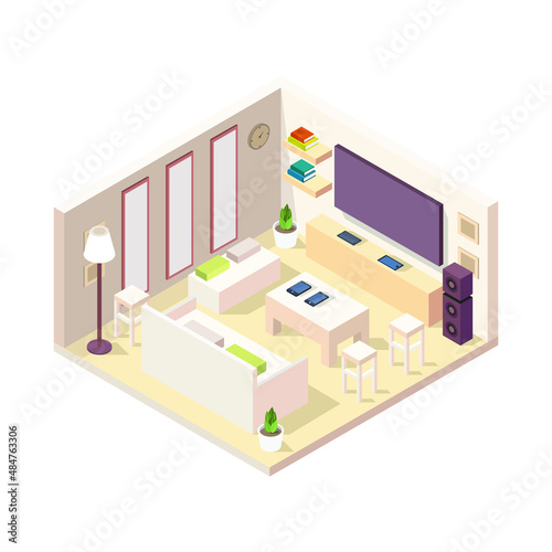 Isometric lounge room
