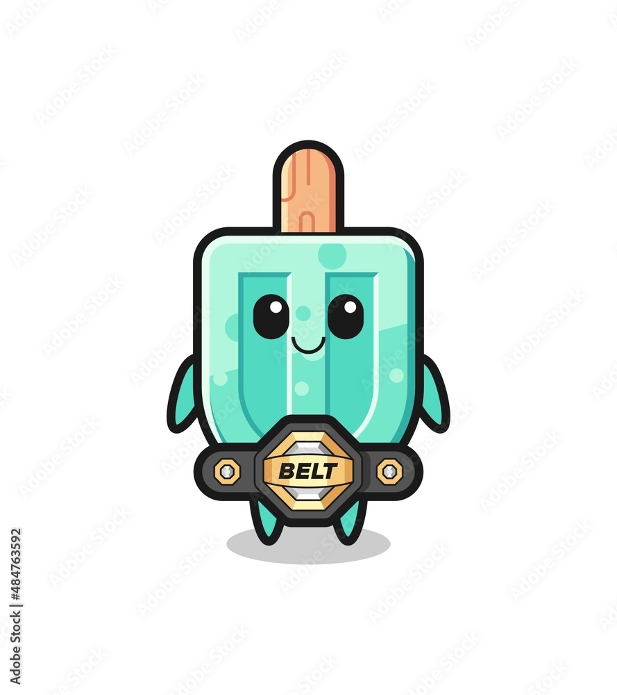the MMA fighter popsicles mascot with a belt the MMA fighter popsicles mascot with a belt