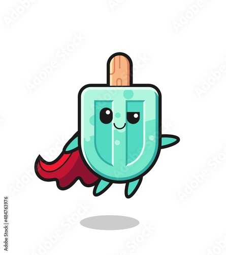 cute popsicles superhero character is flying