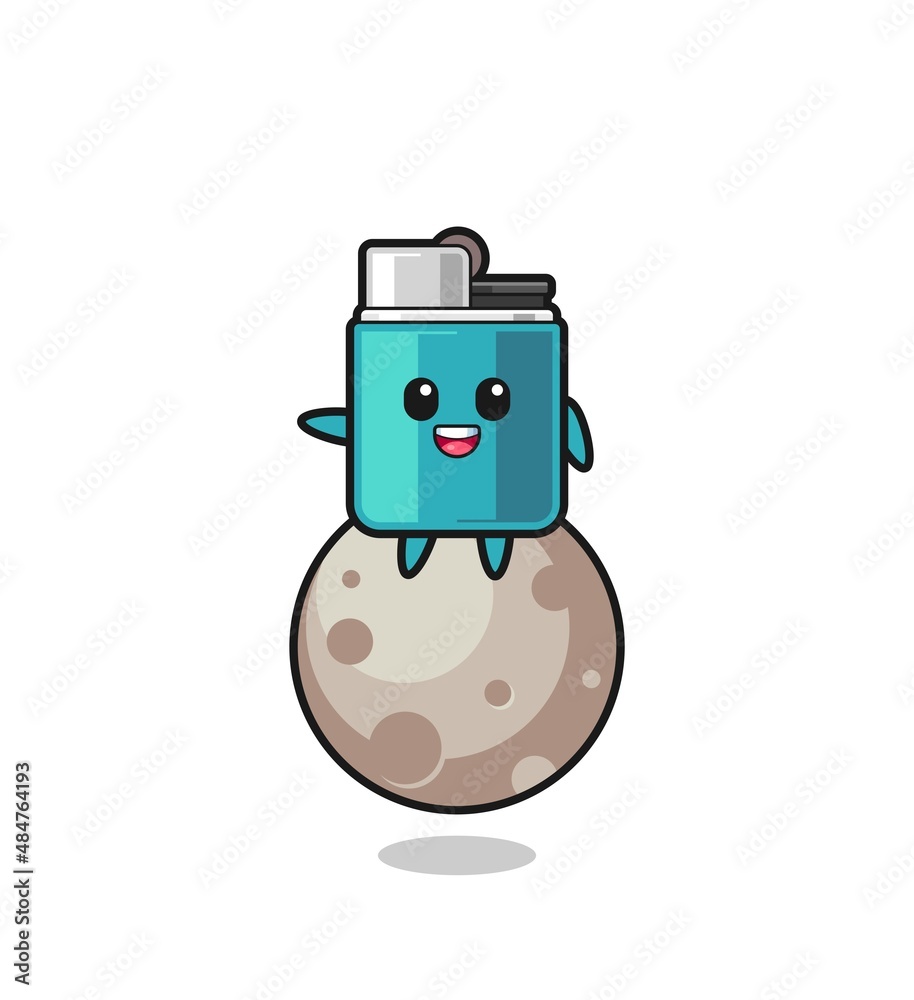 illustration of lighter cartoon sitting on the moon illustration of lighter cartoon sitting on the moon