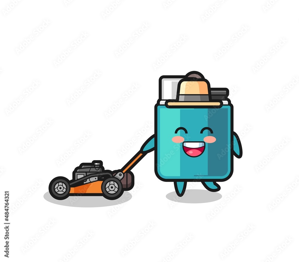 illustration of the lighter character using lawn mower illustration of the lighter character using lawn mower